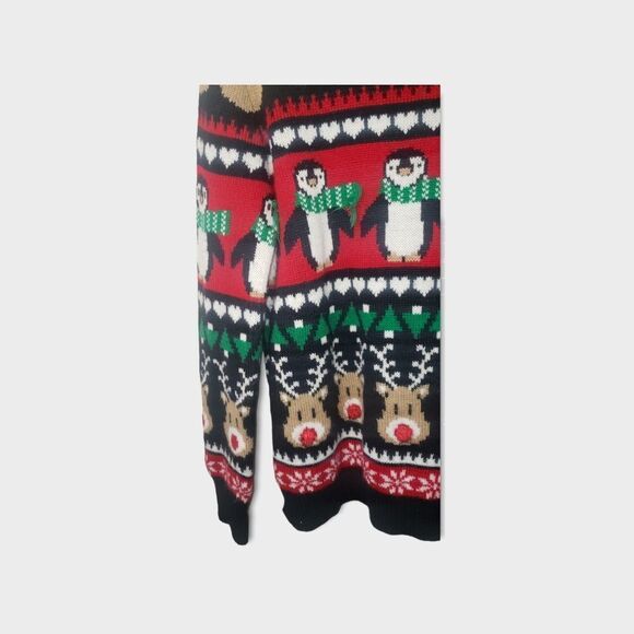lHoliday Time ugly Christmas Sweater Penguins Bells Scarfs holiday Small - Picture 4 of 5